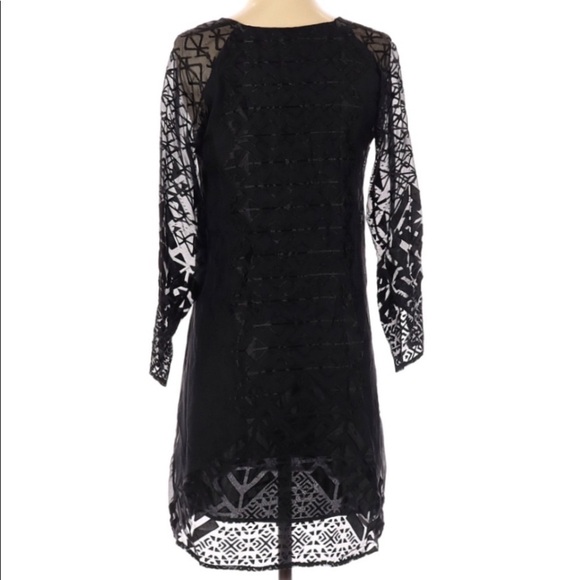 Tt Collection Black Long Sleeve Silk Rayon Dress Size  XS Made in Los Angeles - Picture 2 of 9